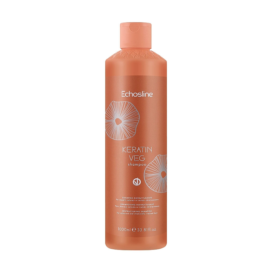 Шампунь Echosline Keratin Veg Shampoo для фарбованого та хімічно обробленого волосся, з кератином, 1 л